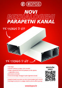 Novi bezhalogeni parapetni kanal PK 110X65 D HF, PK 170X65 D HF