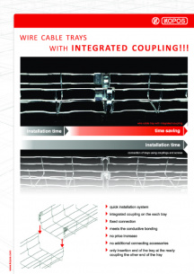 Wire cable trays with integrated coupling